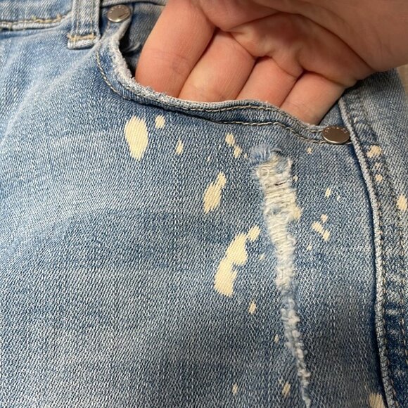 Level 99 Jeans Ankle Raw Hem Splatter Blue Medium Wash Denim Size 28 - Picture 7 of 14